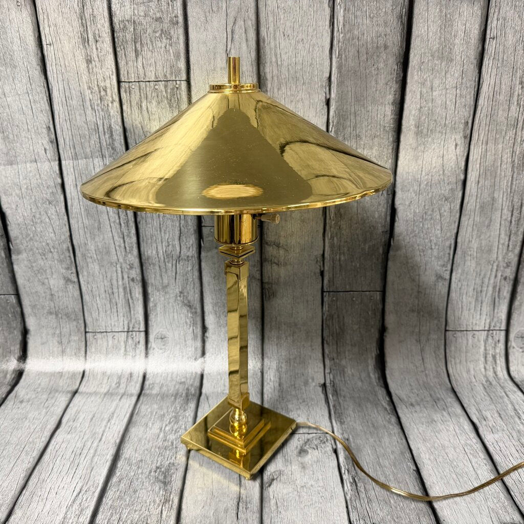 Polished Brass Desk Lamp w/Conical Shade