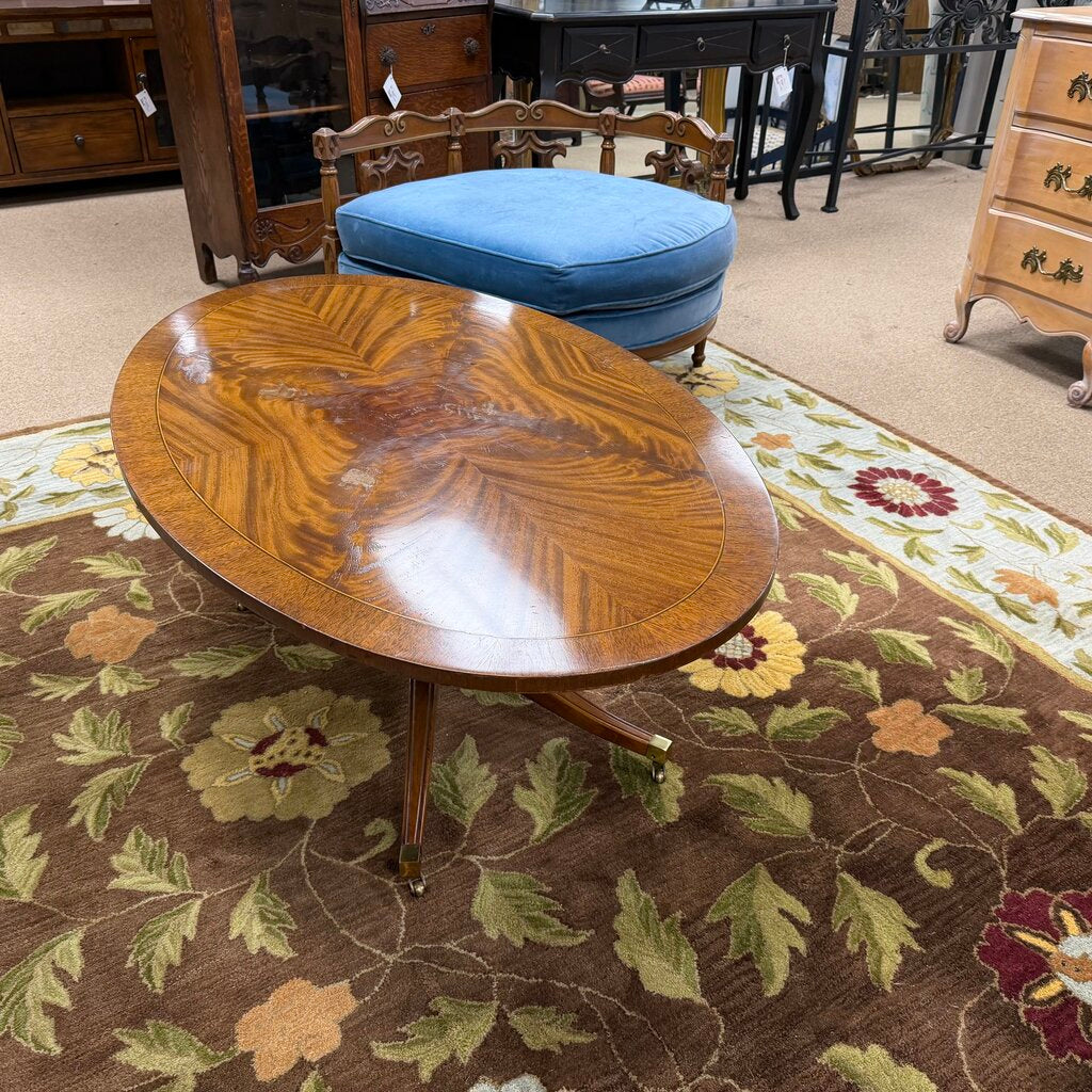 Vintage Oval Coffee Table on Casters