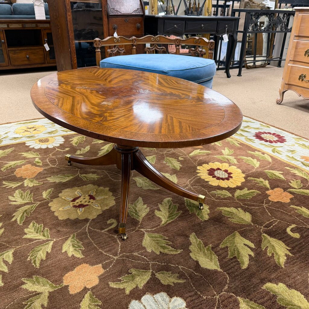 Vintage Oval Coffee Table on Casters