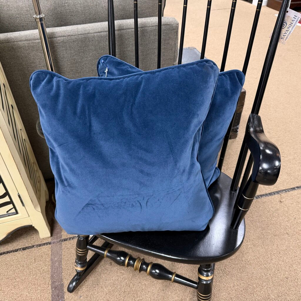 Pair Blue Velvet Down Filled Pillows