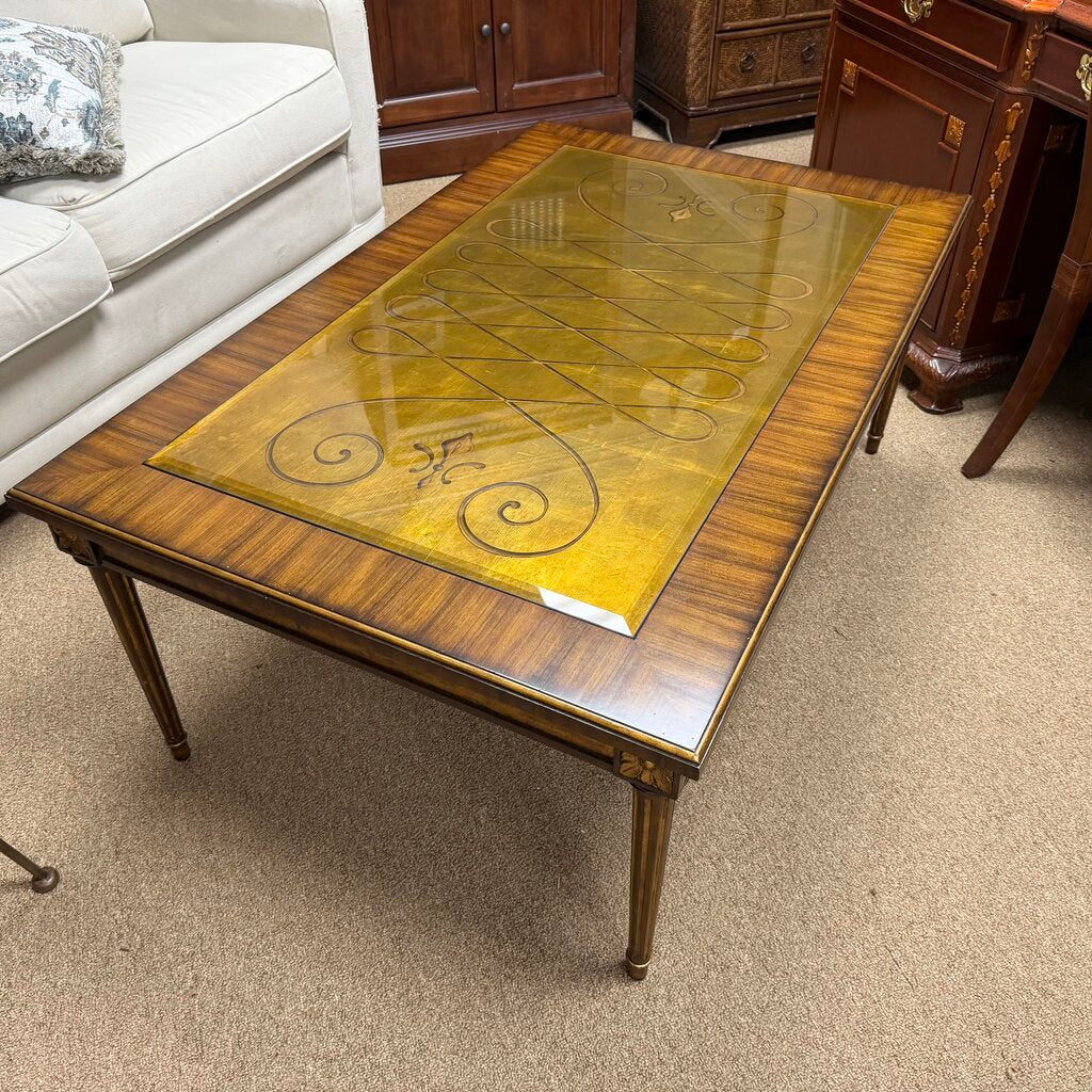 Neoclassical-Style Coffee Table w/Decorative Inlay