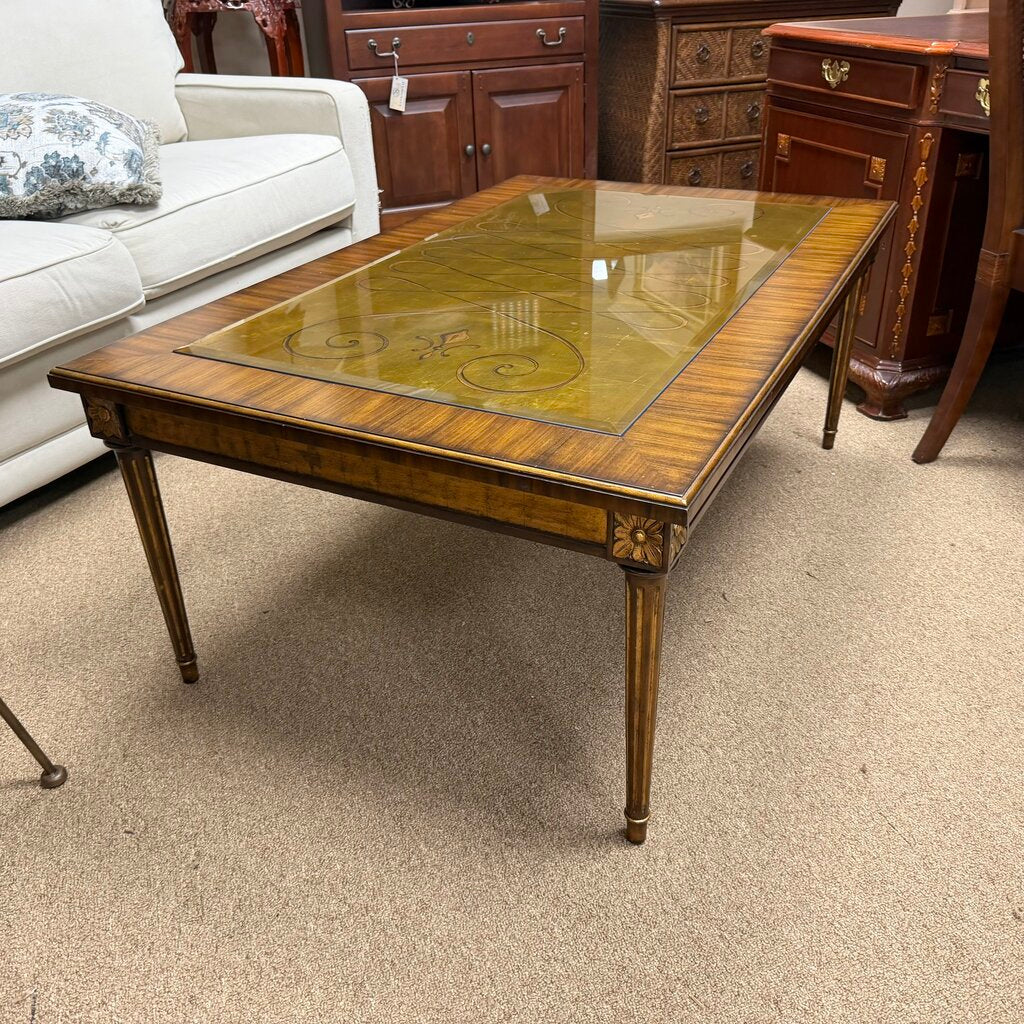 Neoclassical-Style Coffee Table w/Decorative Inlay