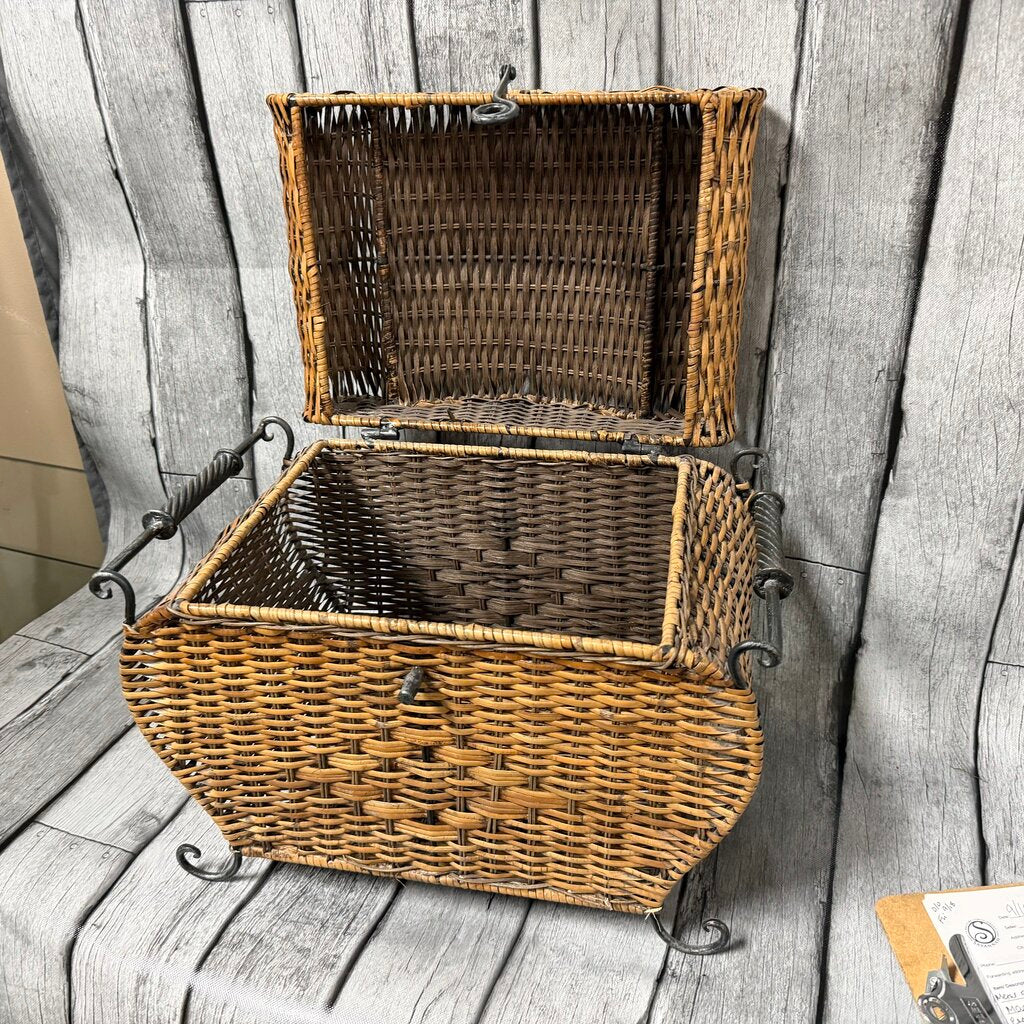 Wicker + Metal Storage Box