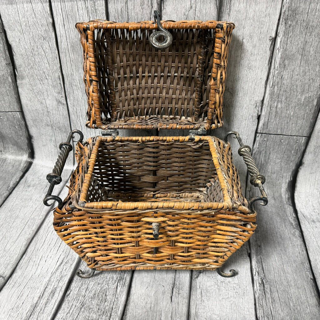 Wicker + Metal Storage Box