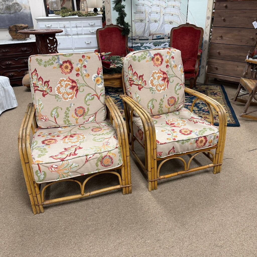 Pair Vintage Bamboo Chairs