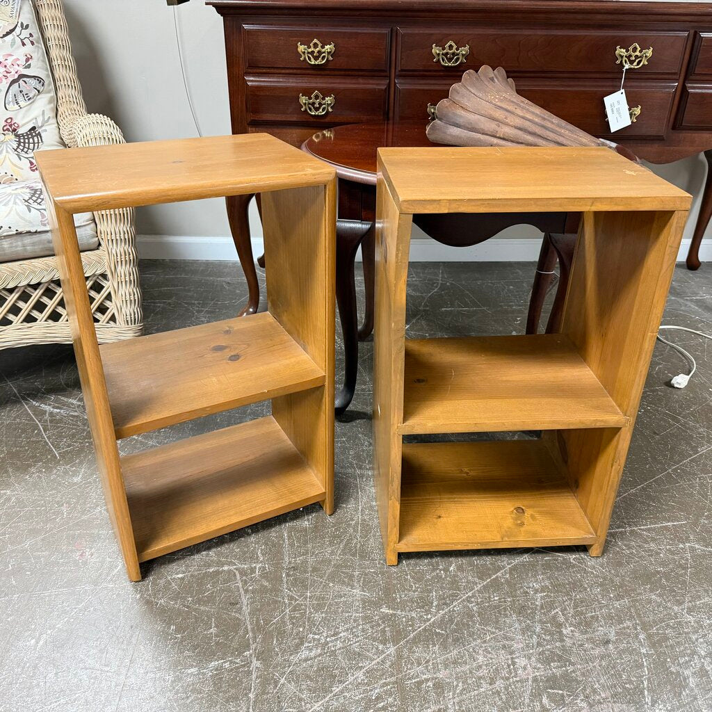 Pair Handmade Small Wood Shelves/Side Tables