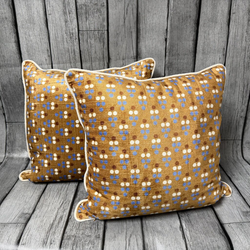 Pair Velveteen Polka Dot Pillows