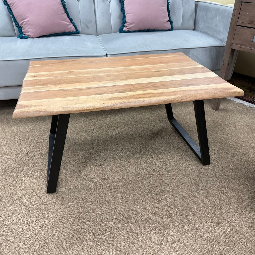 Solid Wood + Iron Industrial Style Coffee Table