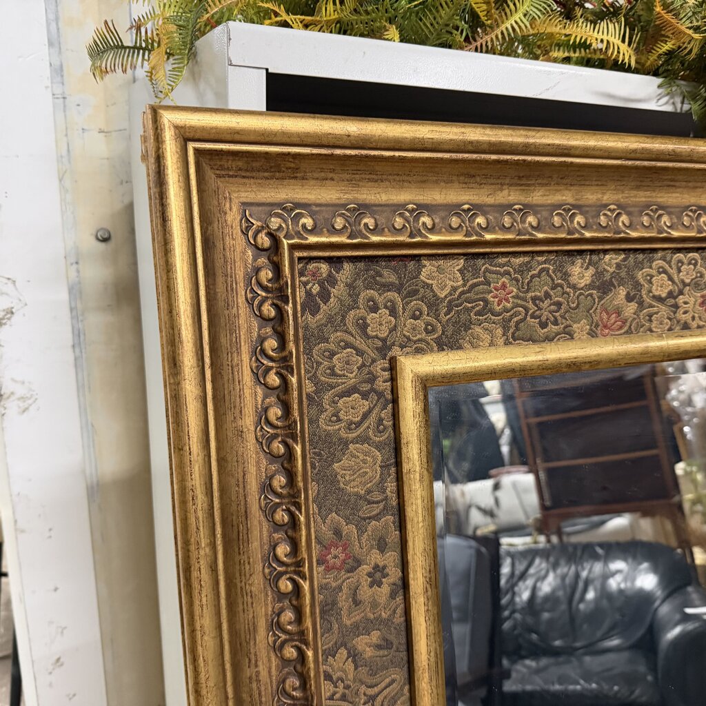 Gold + Floral Tapestry Framed Mirror