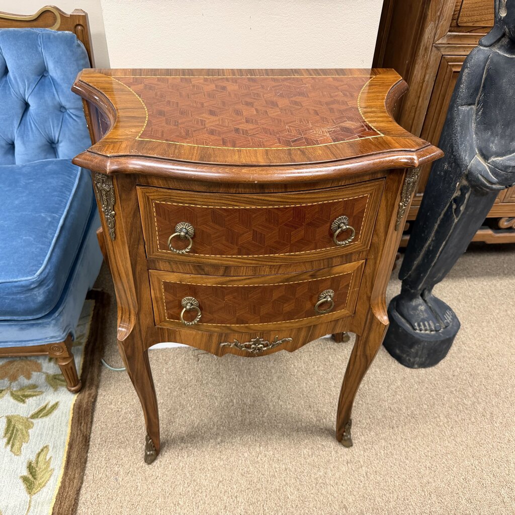 Vintage French Louis XV Style Marquetry 2-Dr Accent Chest