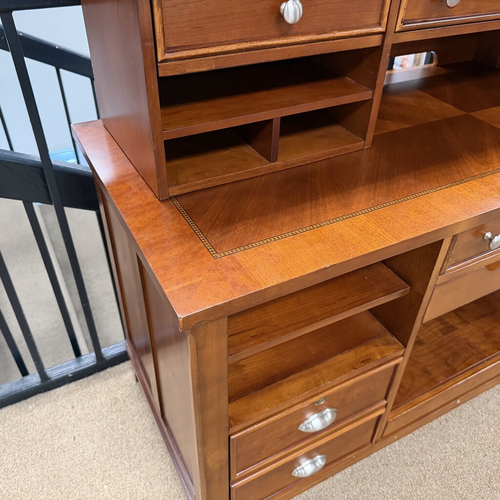 Credenza/Computer Desk w/Inlay + Hutch