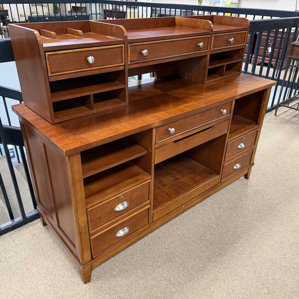 Credenza/Computer Desk w/Inlay + Hutch