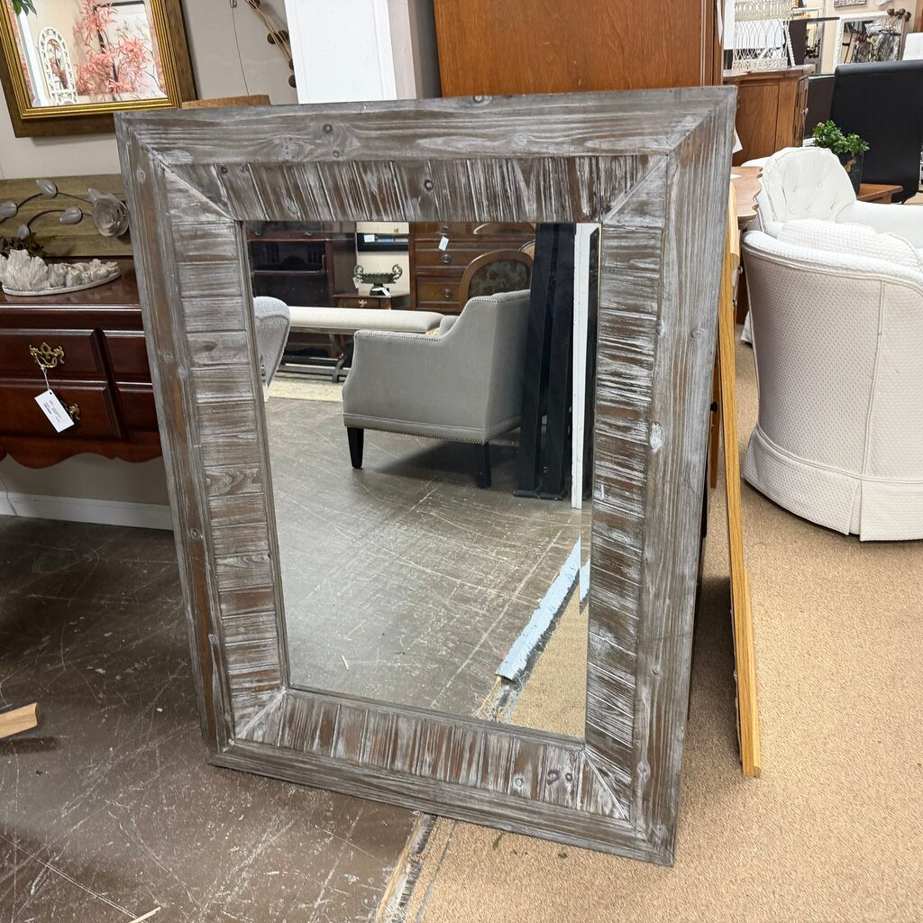 Industrial Style Wood Framed Mirror