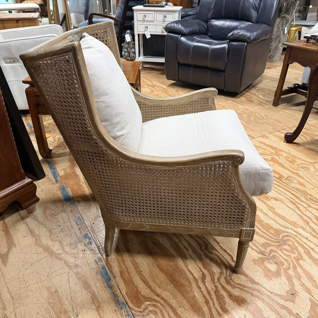 Linen Down-Filled Weathered Churchill Caned Club Chair