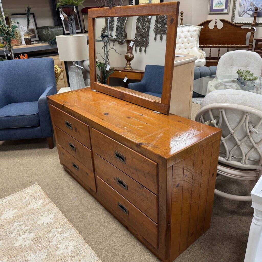 Wood Dresser w/Mirror