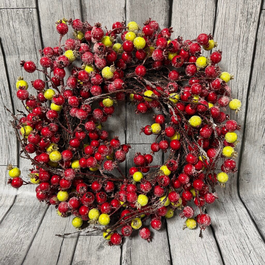 Green + Red Ice Berry Wreath
