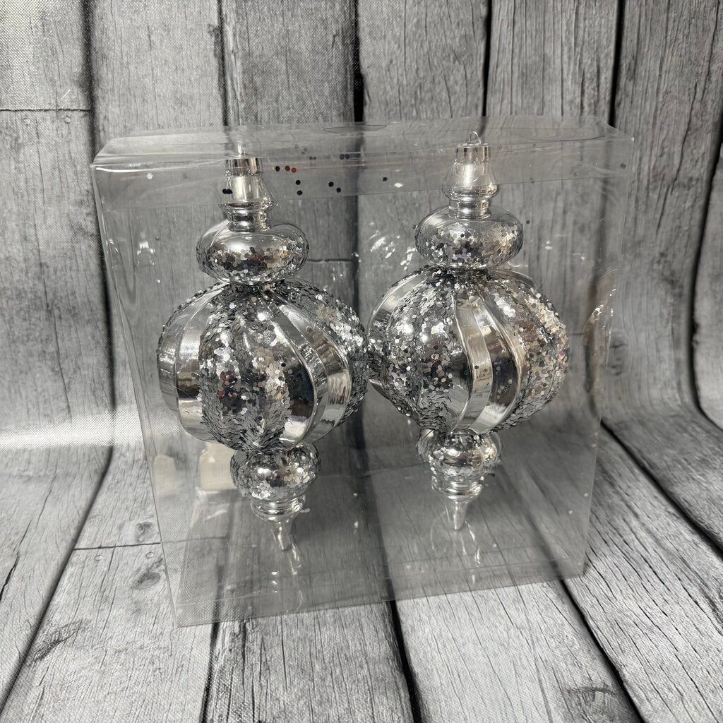 Pair Large Silver Ornaments