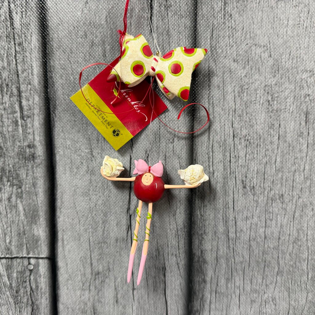 Christmas Krinkles Ornament - Cranberry w/Popcorn