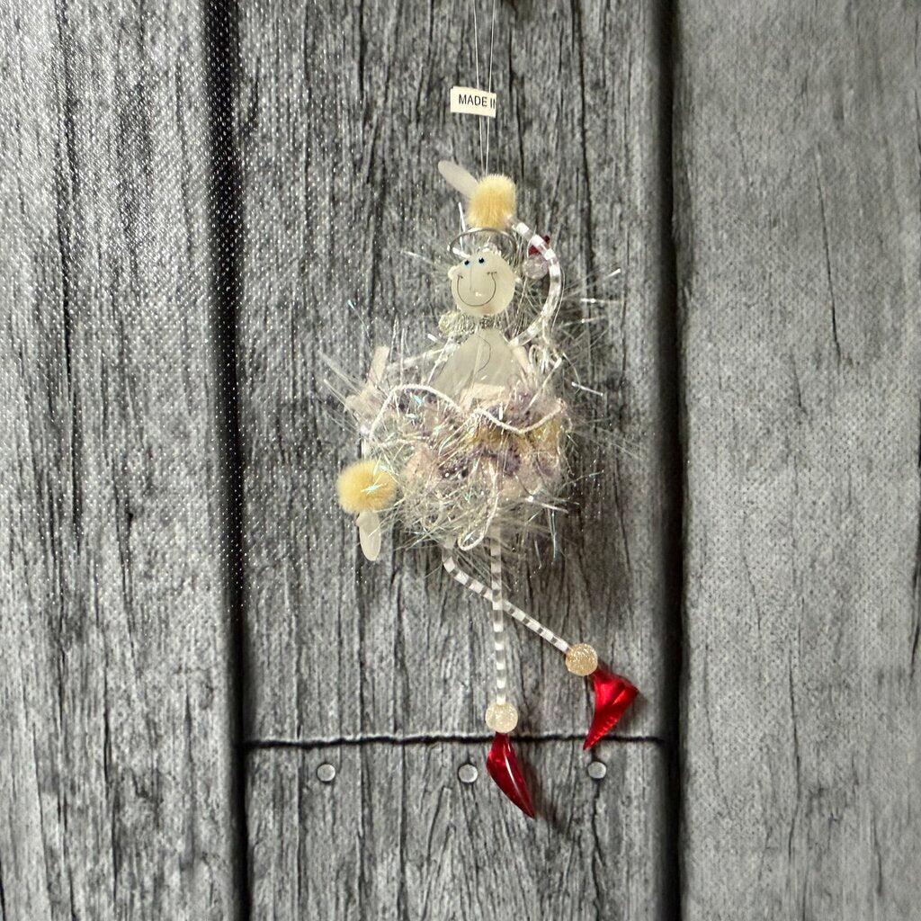 Krinkles Dancing Snowman Ballerina w/Red Shoes Ornament