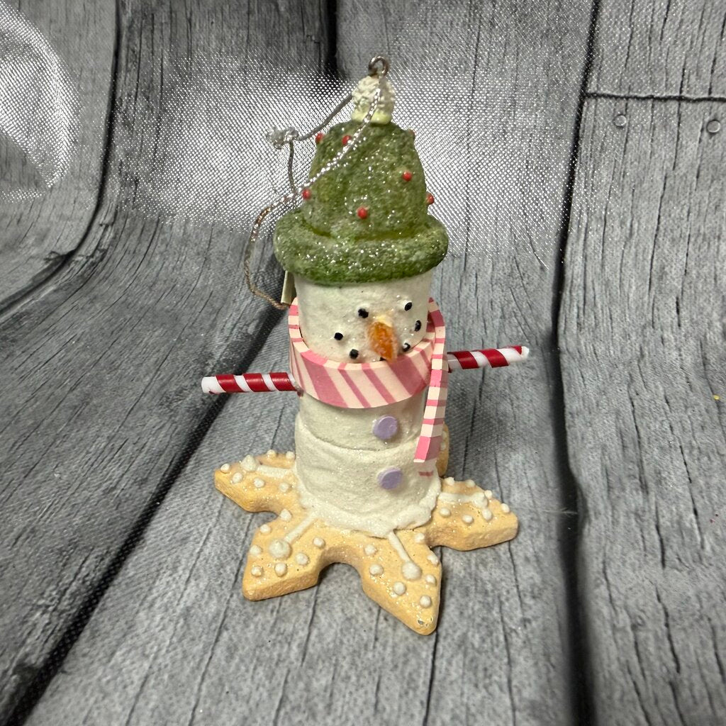 Marshmallow Snowman on Sugar Cookie Ornament