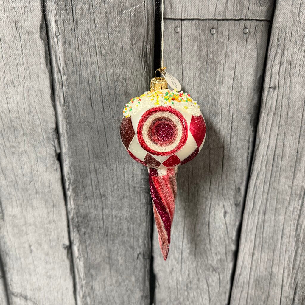 Glitterville Blown Glass Ornament - Red w/Sprinkles