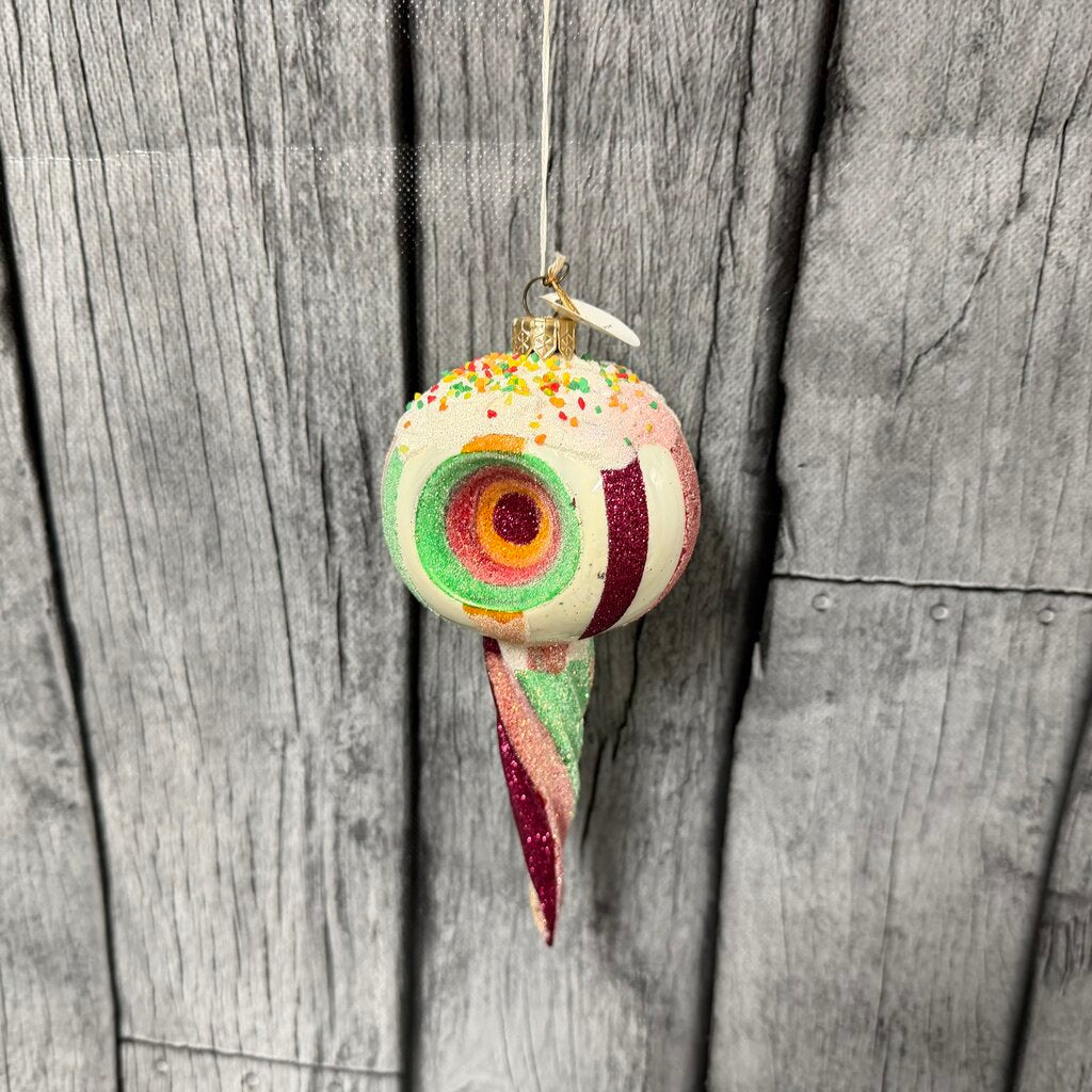 Glitterville Blown Glass Ornament - Rainbow w/Sprinkles