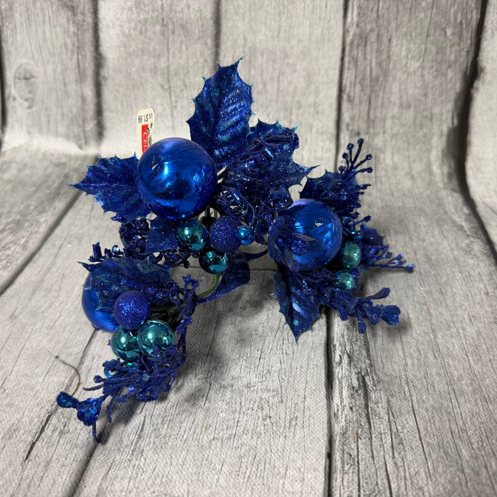 Set/3 Blue Floral Picks
