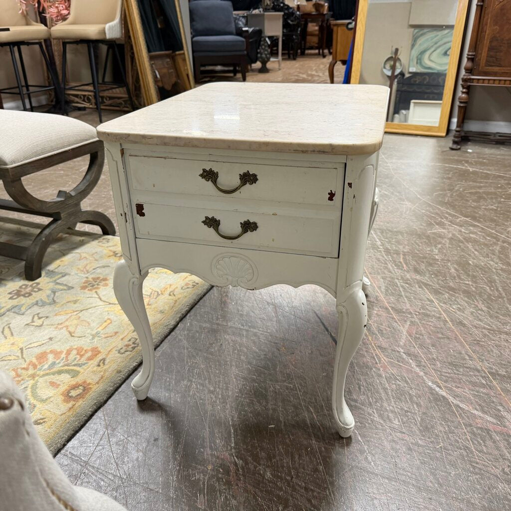 Marble Top French Provincial Nightstand