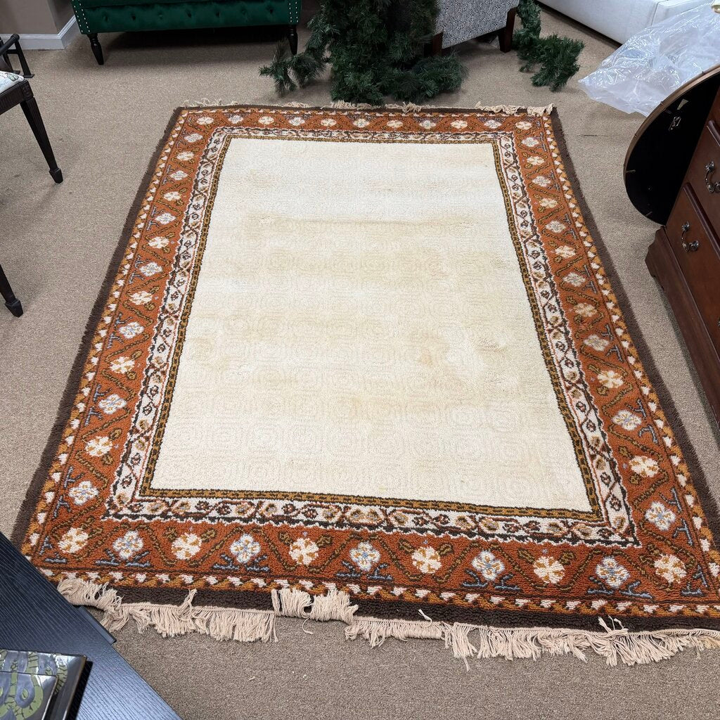 Wool Shag Floral Area Rug