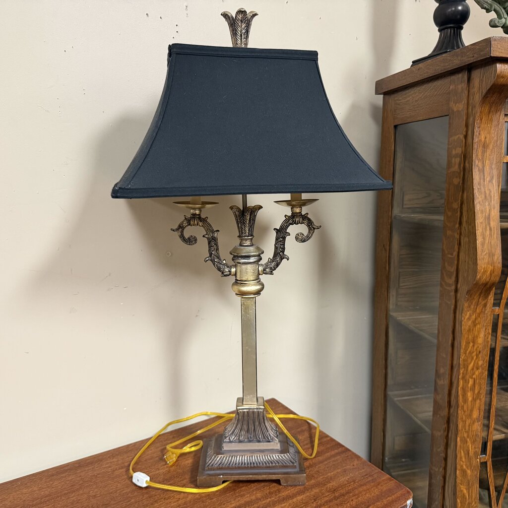 Gold Buffet Lamp w/Black Shade