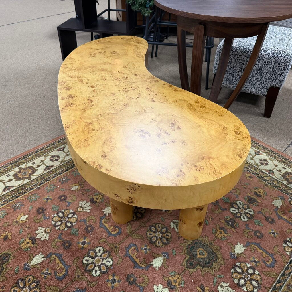 *NEW* Mappa Burl Veneer Kidney Shaped Coffee Table