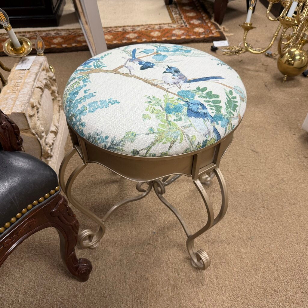 Upholstered Metal Vanity Stool