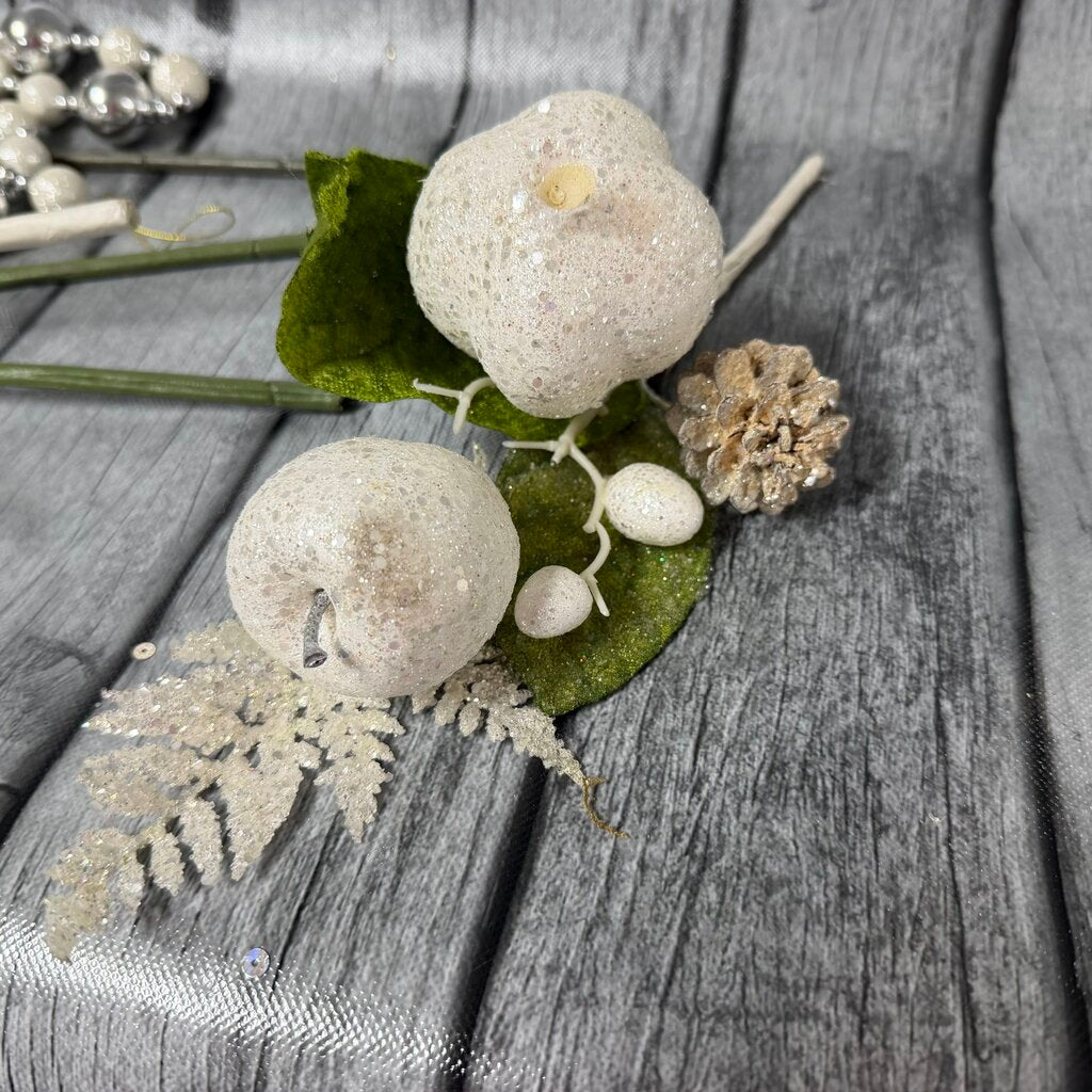 White Glittery Apples Pick