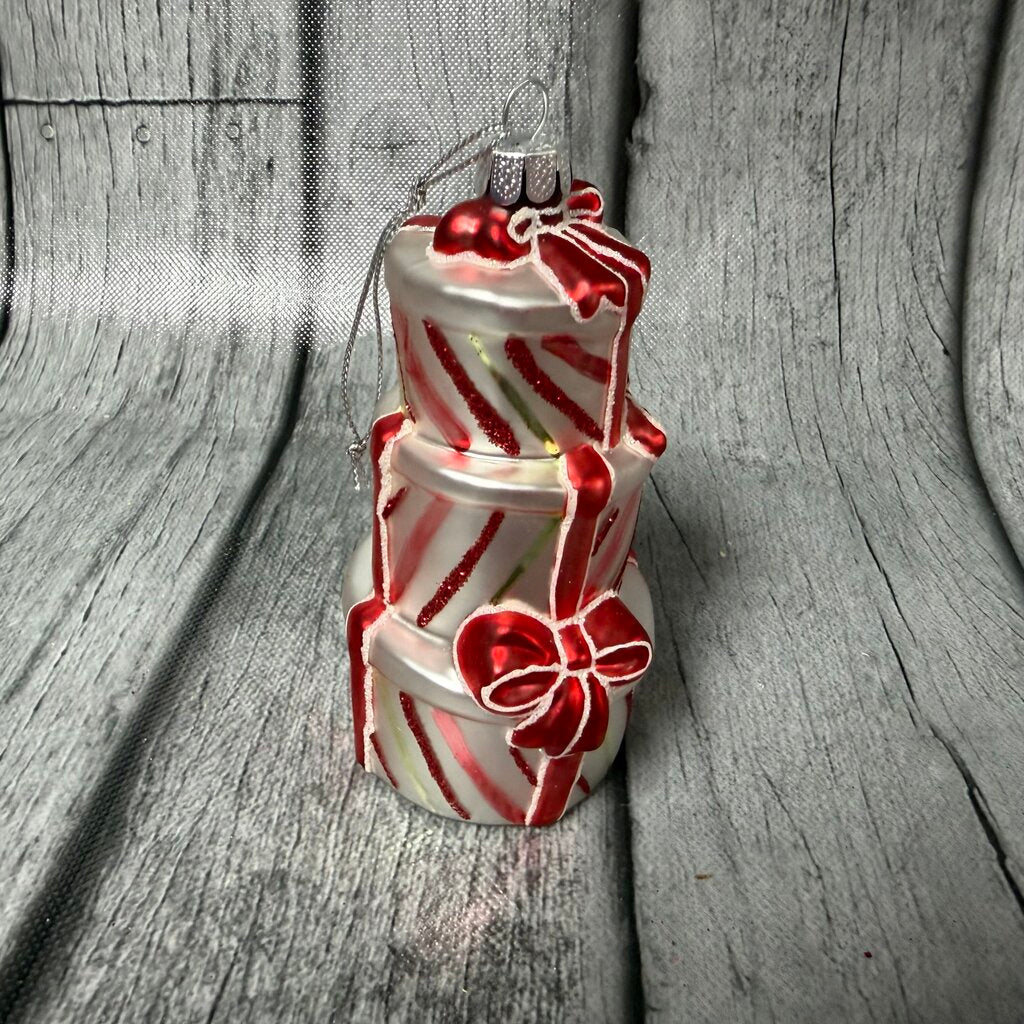 Round Stacked Presents Blown Glass Ornament