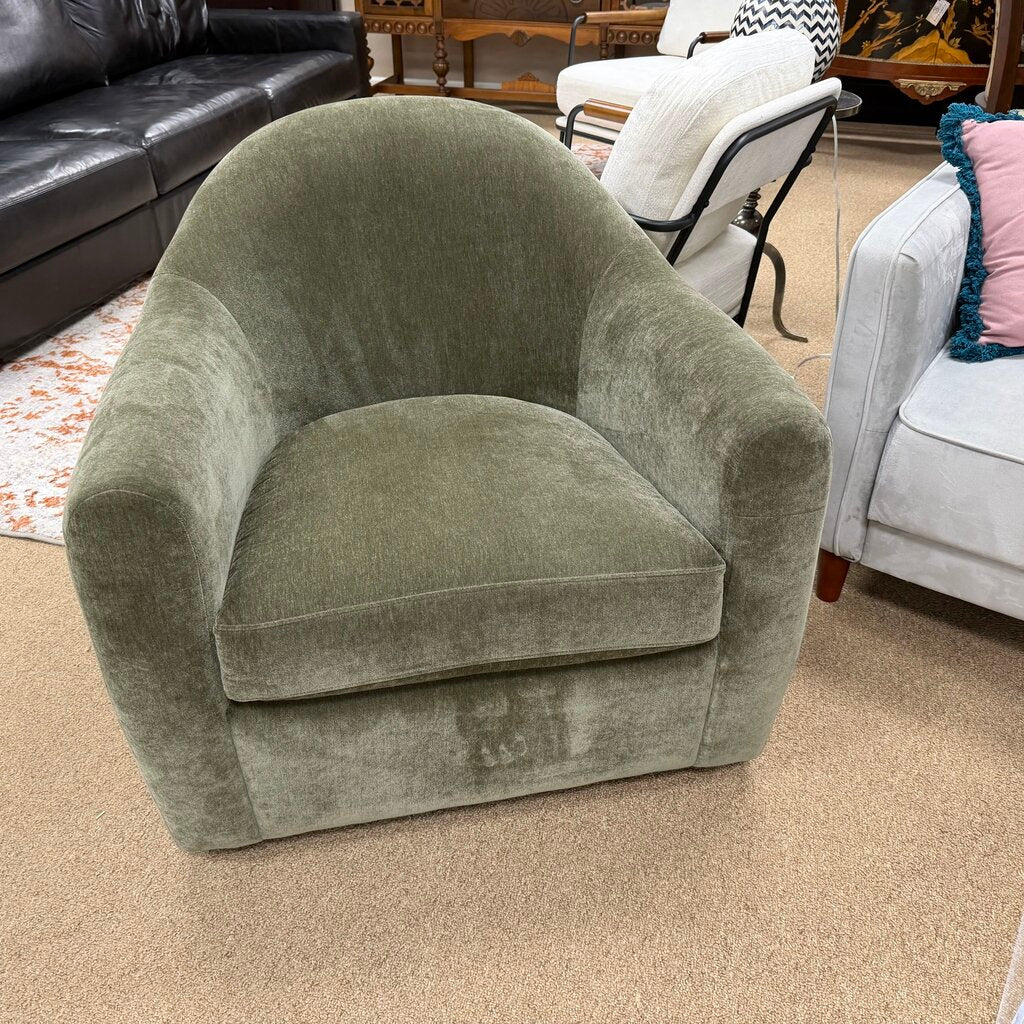 Pair Green Swivel Club Chairs