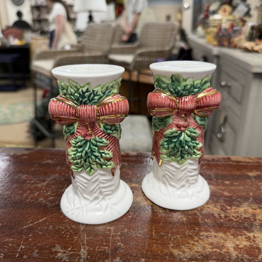 Pair Ceramic Candleholders
