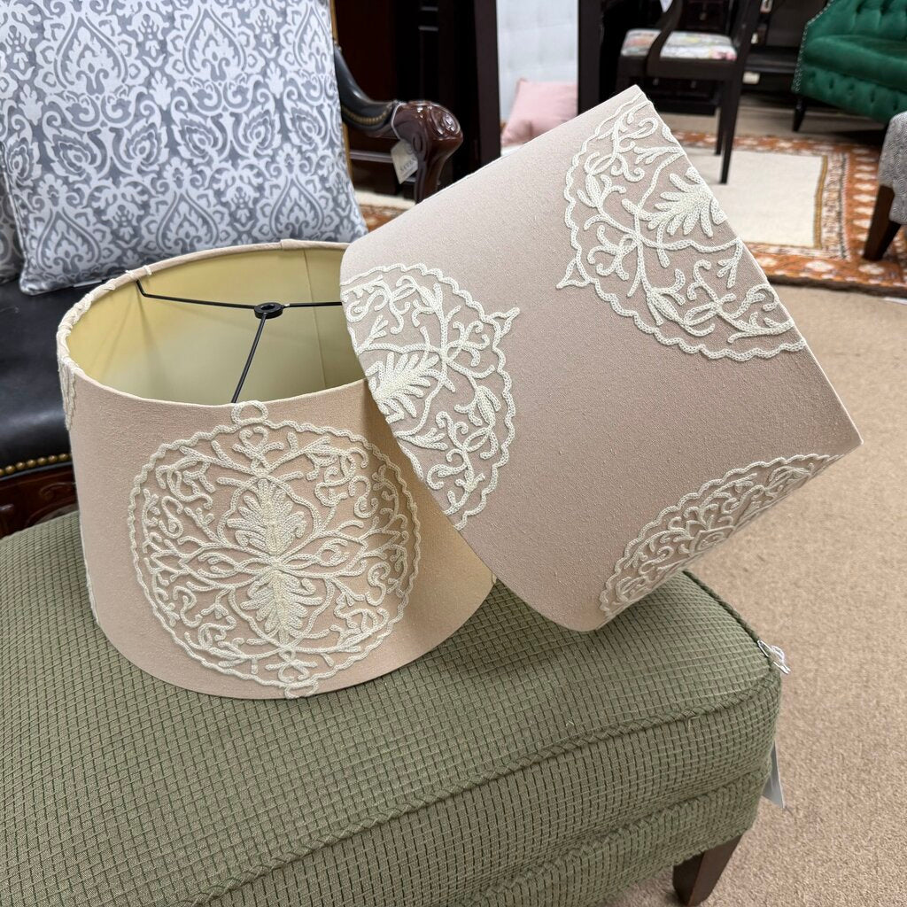 Pair Appliqued Lamp Shades