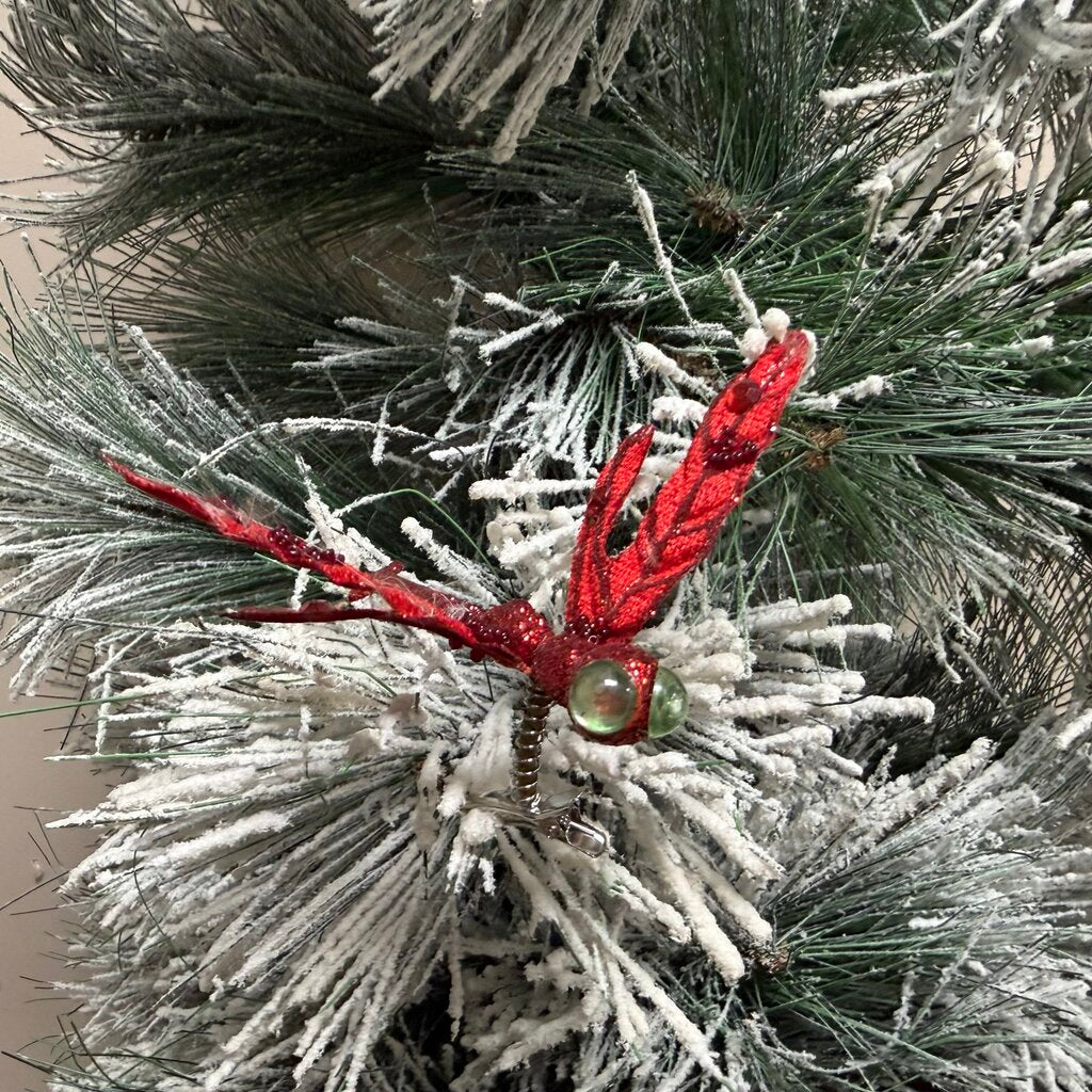 Red Glitter Dragonfly Clip