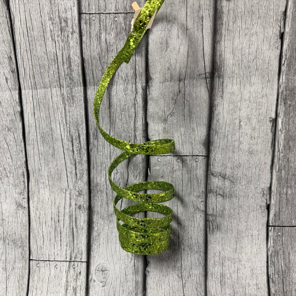 Glittered Green Curlicue Decor
