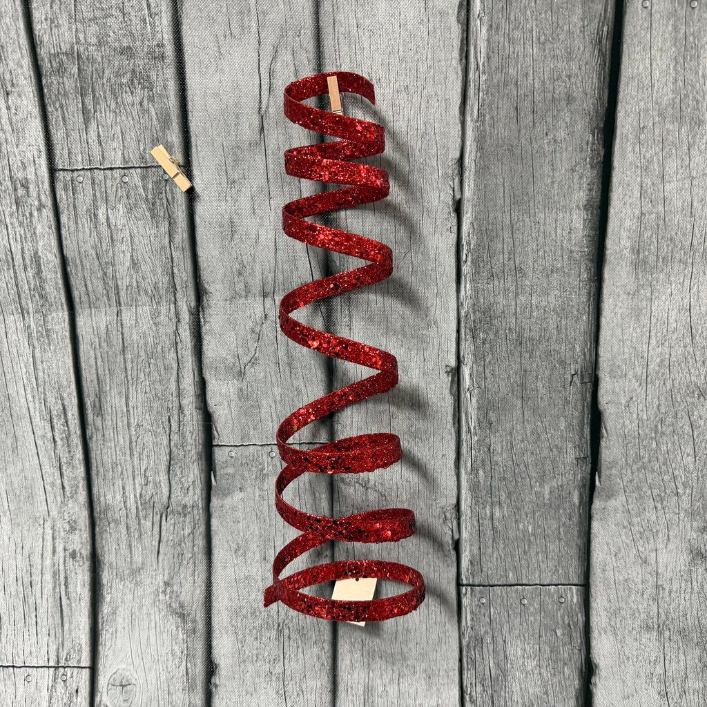 Glittered Red Curlicue Decor