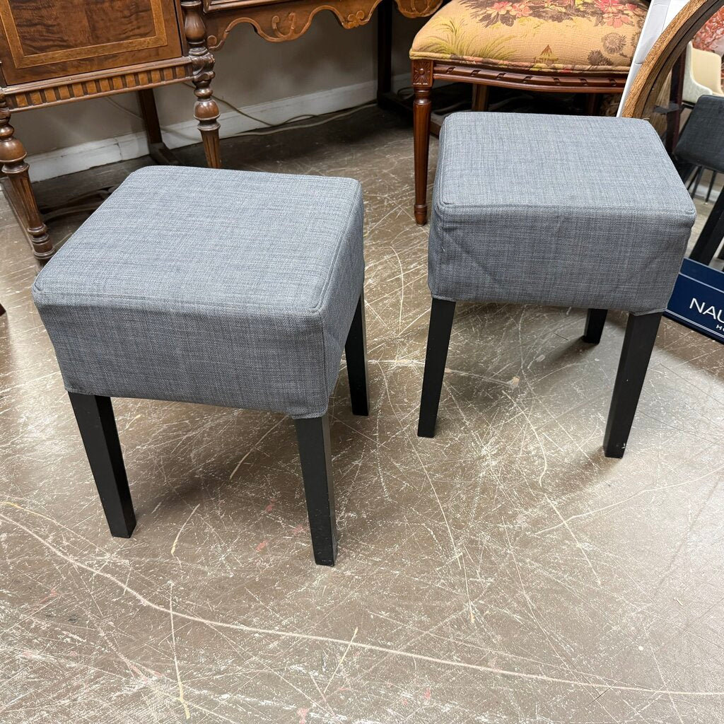 Pair Upholstered Backless Stools