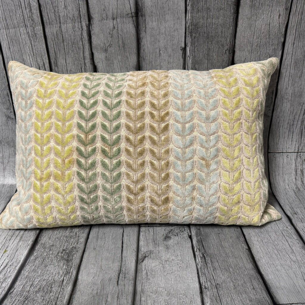 Down Filled Velvet Leaf Pattern Pillow