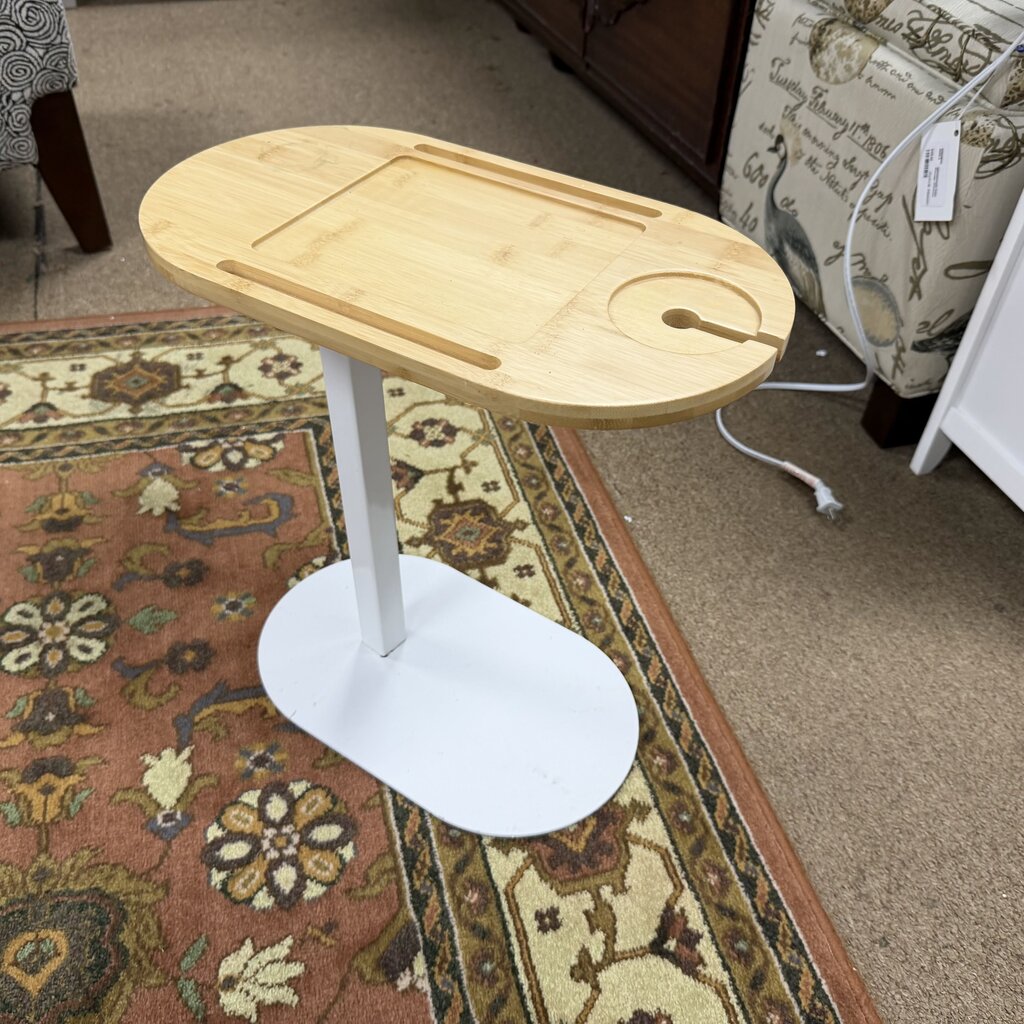 Small Adjustable Height C-Table w/Wine Glass Cutout