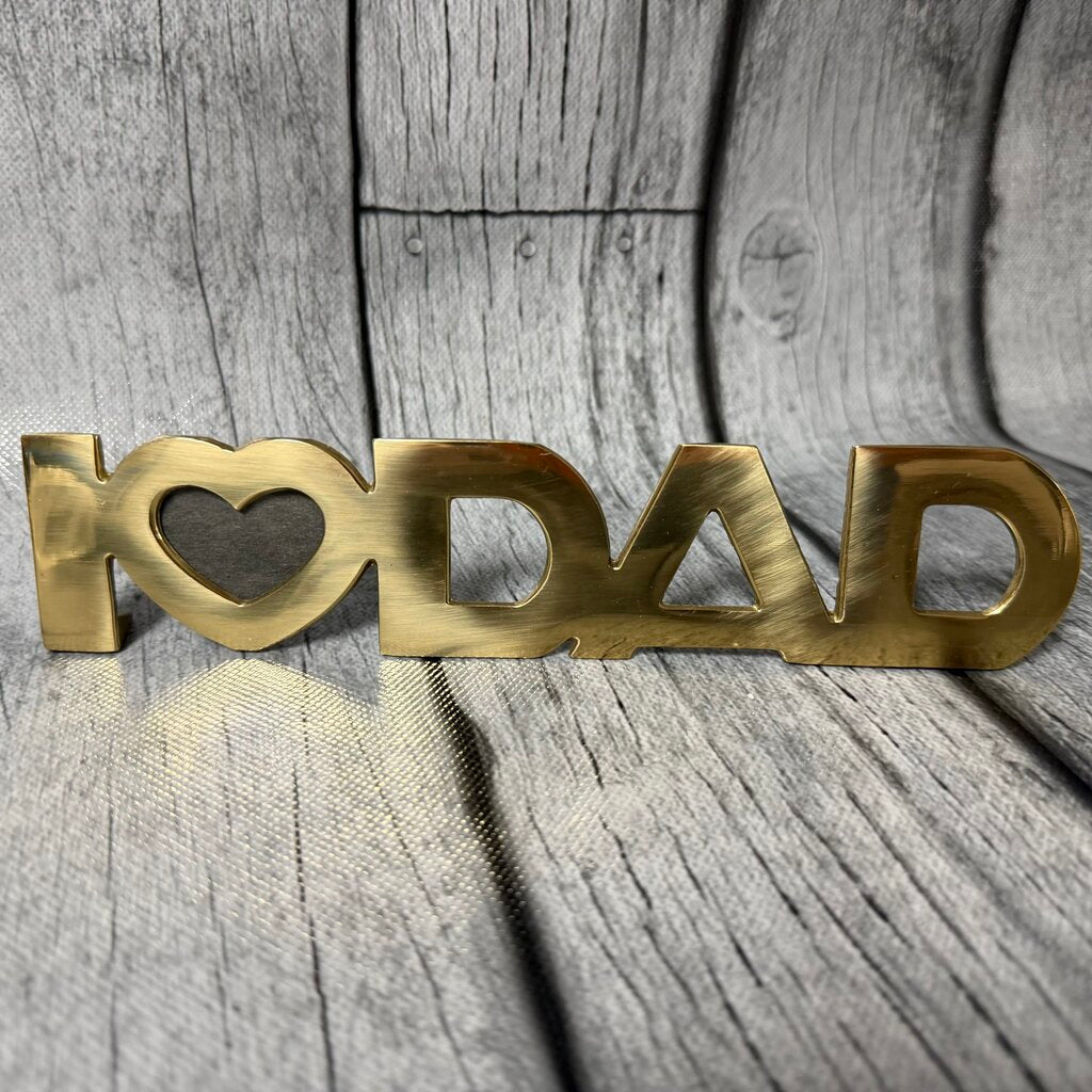 Vintage Brass I Heart Dad Picture Frame