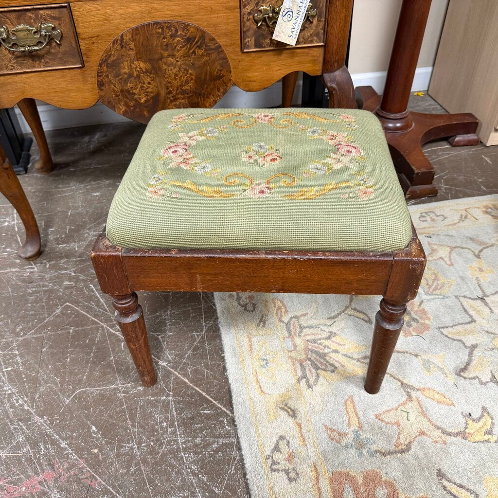 Vintage Embroidered Vanity Stool