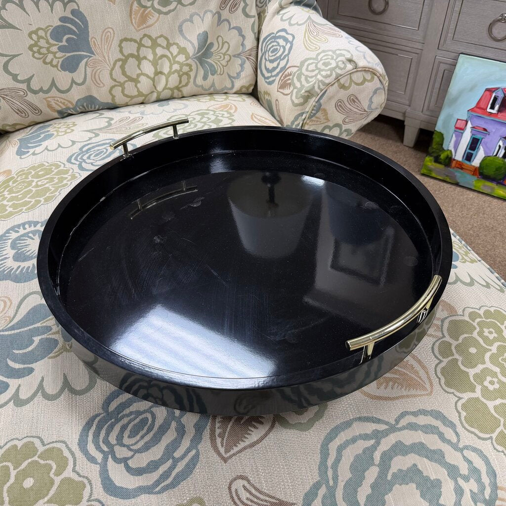 Round Black Lacquer Serving Tray