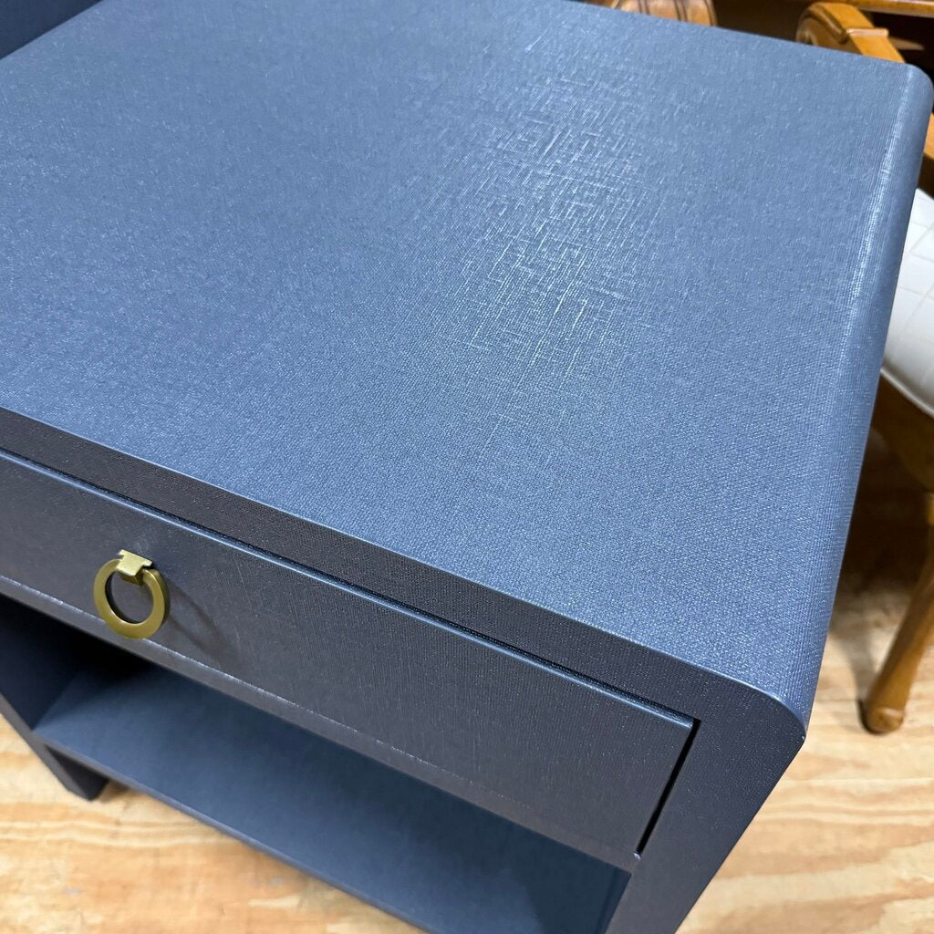 *NEW* Pair Benjamin Linen 1-Dr Side Tables