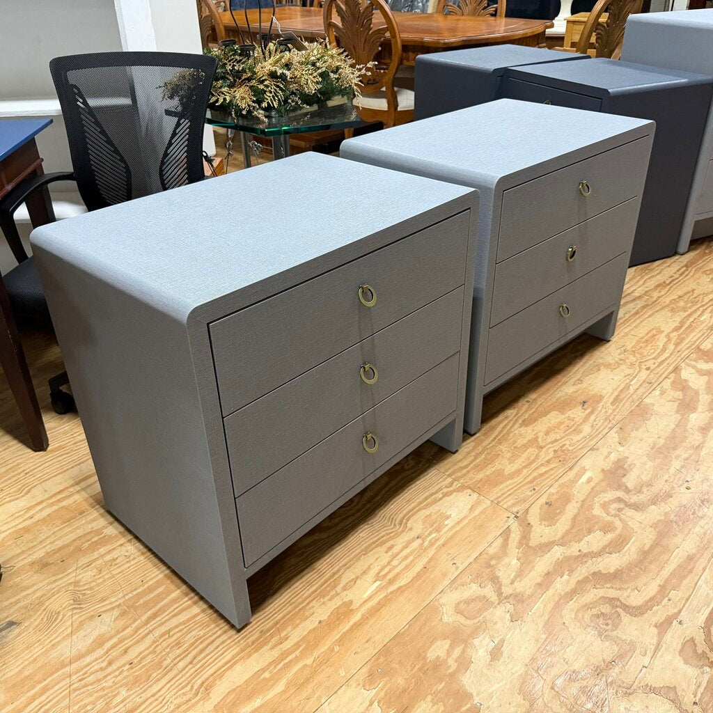 *NEW* Pair Bryant Linen 3-Dr Side Tables