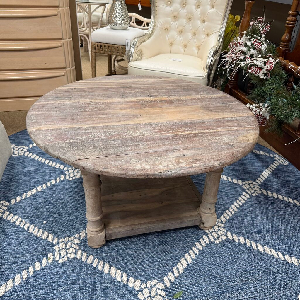 Round Rough Wood Coffee Table