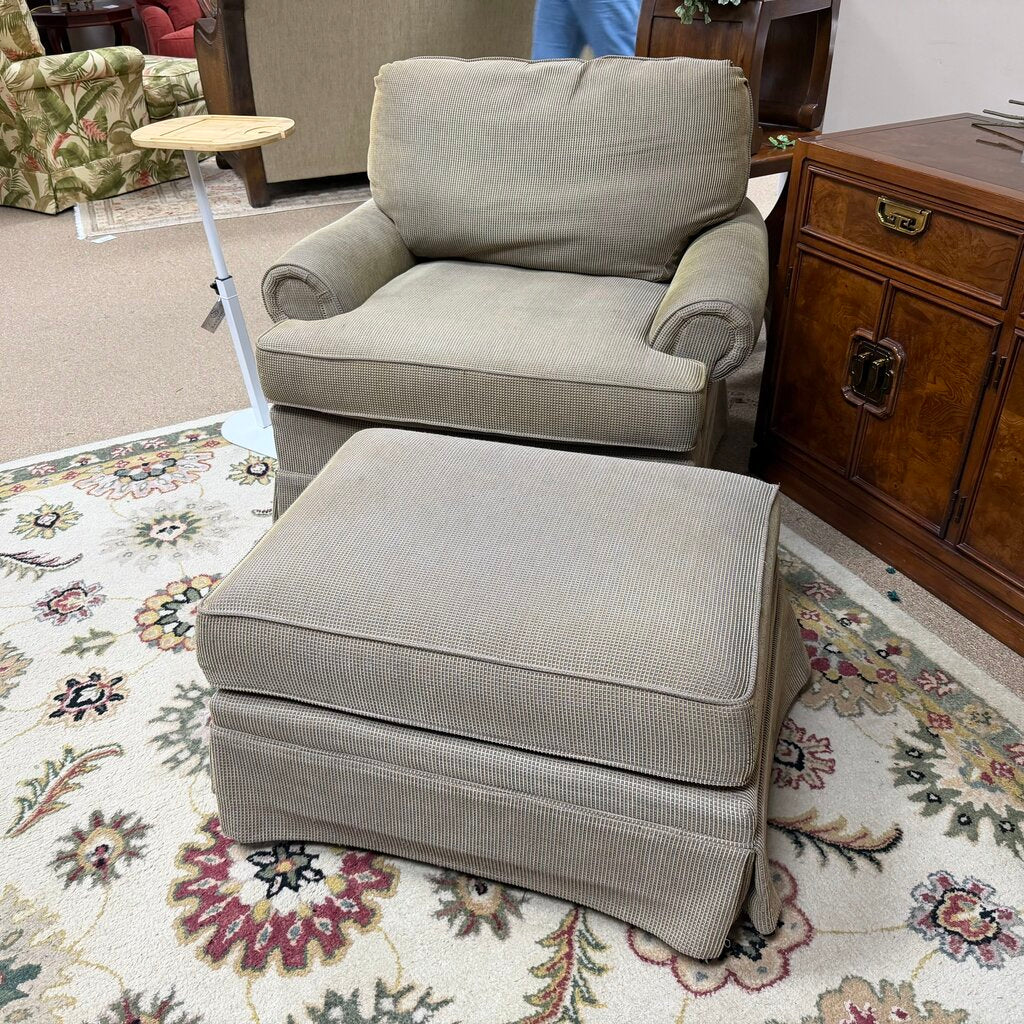 Green Accent Chair + Ottoman